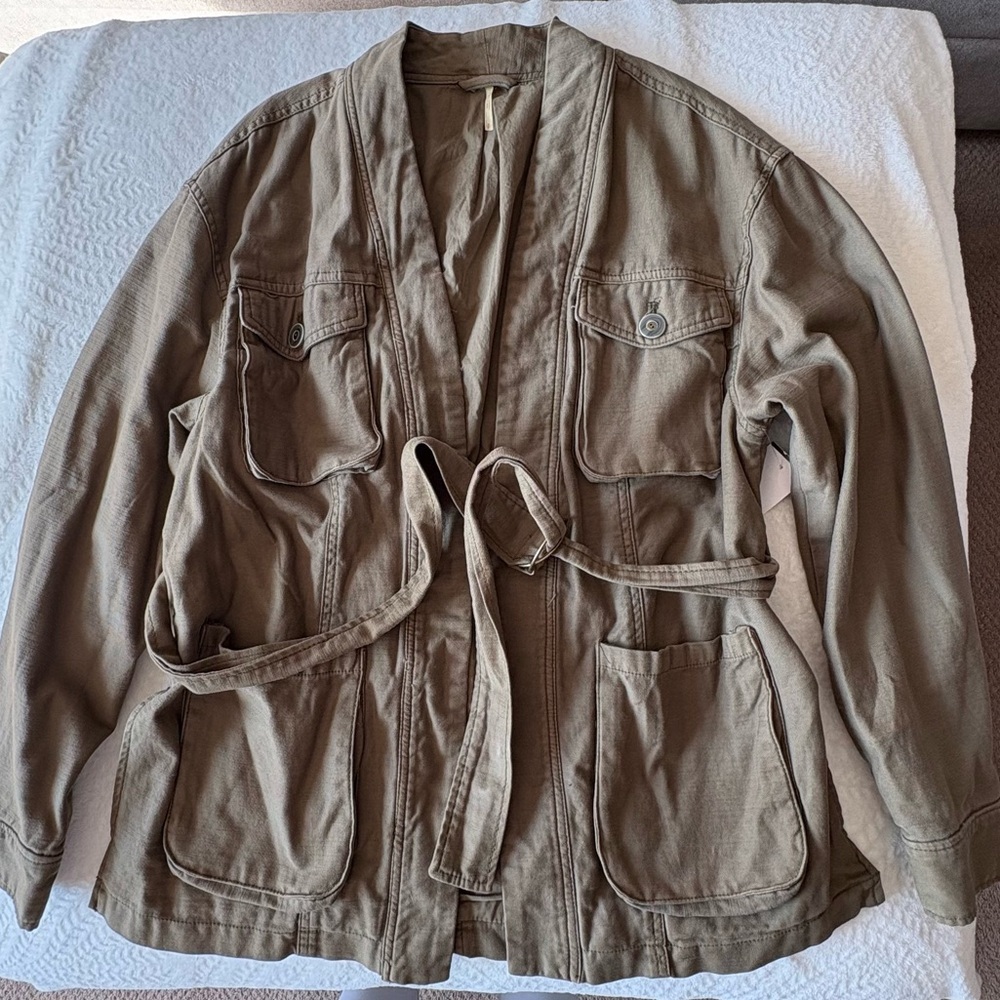 Free People Army “In Our Nature” Cargo Jacket Olive Green Utility Size S - Picture 5 of 9
